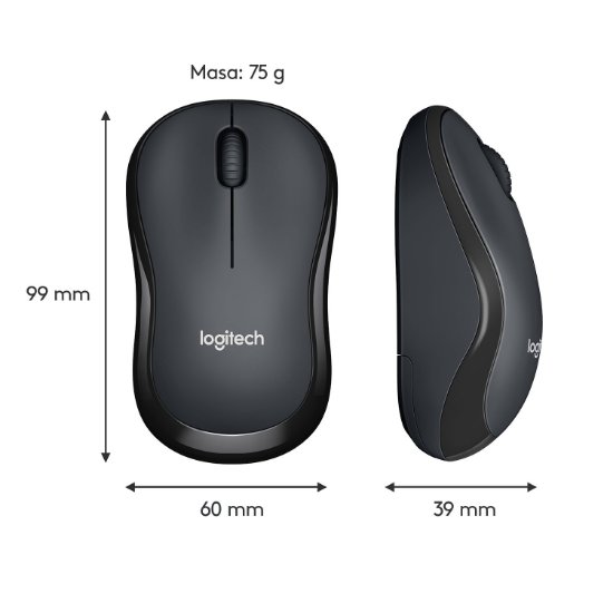 Miška LOGITECH M220 Silent, optična, brezžična, črna, USB