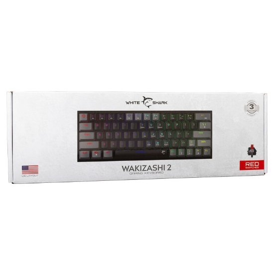 Tipkovnica WHITE SHARK GK-002111V2 Wakizashi-2, RGB, crveni switch, mehanička, US/HR, črno-siva