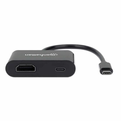 Adapter MANHATTAN, USB-C (M) na HDMI (Ž), USB-C PD, črni