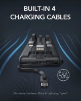 Mobilni USB polnilec VEGER C20, 20000 mAh, vgrajeni kablovi, črni