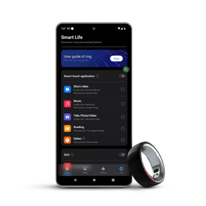 Pametni prstan HIFUTURE FutureRing S 57mm, spremljanje aktivnosti, srebrno-črn