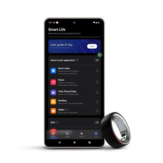 Pametni prstan HIFUTURE FutureRing S 57mm, spremljanje aktivnosti, srebrno-črn