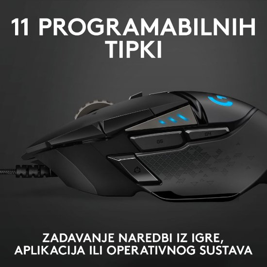 Miška LOGITECH Gaming G502 Hero RGB, optična, 25600dpi, črna, USB