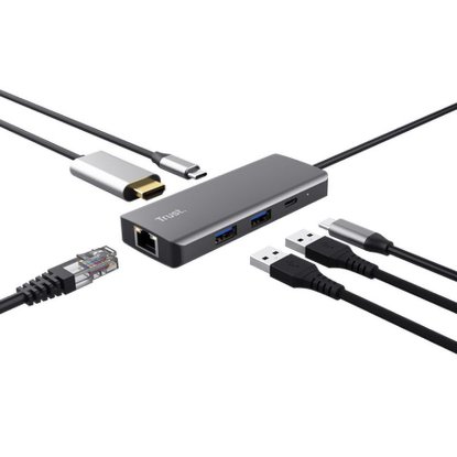 Postaja za priklop TRUST Dalyx, 6 v 1, USB-C na 2x USB 3.1, 2x USB-C, HDMI, LANAsk ChatGPT