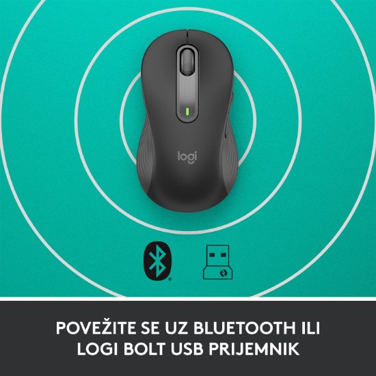 Miška LOGITECH M650 L, za levičarje, brezžična, optična, 4000dpi, USB, BT, črna