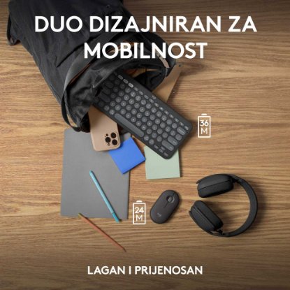 Tipkovnica + Miška LOGITECH Pebble 2 Combo, brezžična, črna
