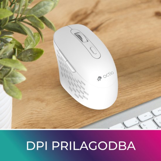 OCTIO Style M270WBT – Optična brezžična miška, Bluetooth, 1600?DPI, bela