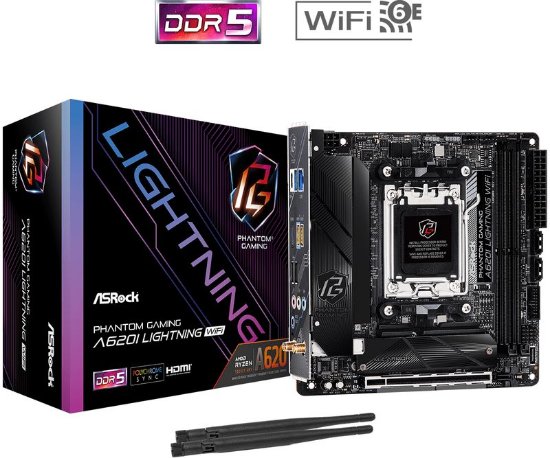 Matična plošča ASROCK A620I Lightning WiFi, AMD A620, DDR5, miniITX, s. AM5