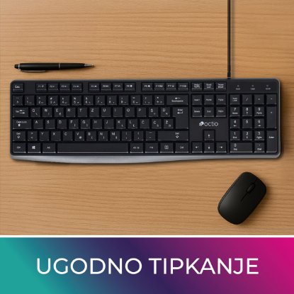 Tipkovnica OCTIO K101U, črna, USB