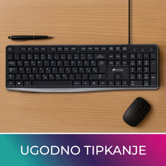 Tipkovnica OCTIO K101U, črna, USB