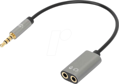 Adapter MANHATTAN, 3.5mm (M) na 2 x 3.5mm (Ž), Y-razdelni, 0.20m