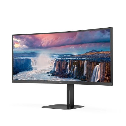 Premium monitor 34" AOC CU34V5C, WQHD, VA, 100Hz, 1ms, 300 cd/m2, FreeSync, ukrivljen, zvočniki, črnAsk ChatGPT