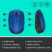 Miška LOGITECH M171, optična, brezžična, modra