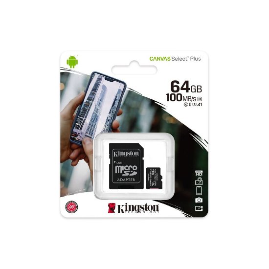Pomnilniška kartica KINGSTON Canvas Select Plus Micro SDCS2/64GB, SDXC 64GB, Class 10 UHS-I + adapter