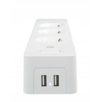 Pametni naponski kabel DELTACO SH-P03USB2, 3 utičnice, 2xUSB-A, WiFi, 1,5m, bela