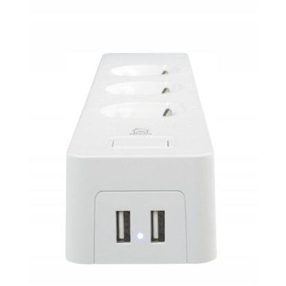 Pametni naponski kabel DELTACO SH-P03USB2, 3 utičnice, 2xUSB-A, WiFi, 1,5m, bela