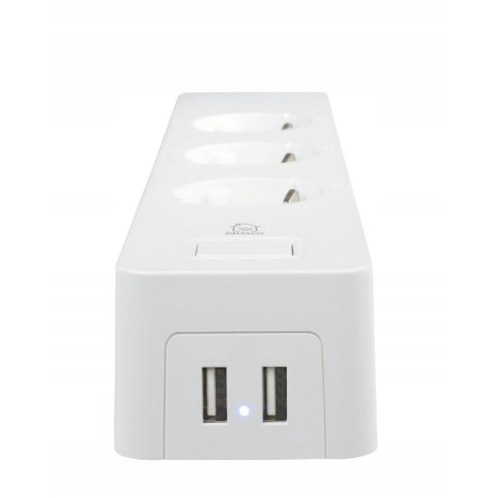 Pametni naponski kabel DELTACO SH-P03USB2, 3 utičnice, 2xUSB-A, WiFi, 1,5m, bela