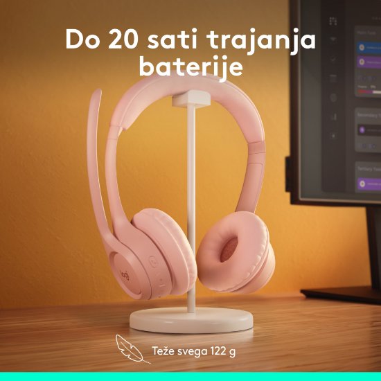 slušalke LOGITECH Zone 300, brezžične, BT, roze