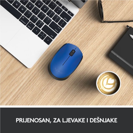 Miška LOGITECH M171, optična, brezžična, modra