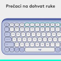 Tipkovnica LOGITECH POP Icon Keys, brezžična, US Layout, BT, ljubičasto-bela