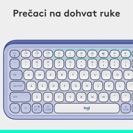 Tipkovnica LOGITECH POP Icon Keys, brezžična, US Layout, BT, ljubičasto-bela