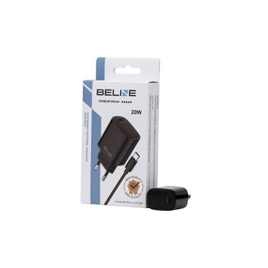 Polnilec  BELINE BLNCB20C, 20W, PD3.0, USB-C, USB-C kabel, črni