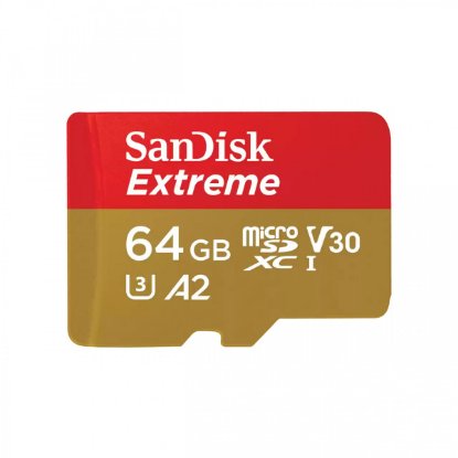 Pomnilniška kartica SANDISK, micro SDXC Extreme, 64GB, SDSQXAH-064G-GN6MA, class 10, V30 UHS-I, 170MB/s + SD Adapter