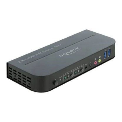 KVM stikalo DELOCK, 4×PC na tipkovnico + miš + monitor, USB-A, USB-C, HDMI