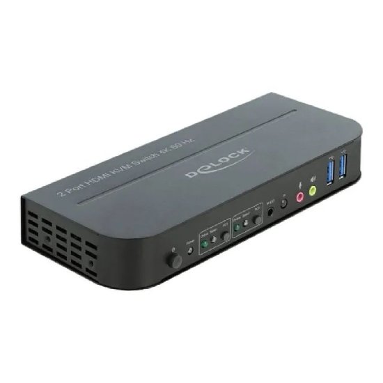 KVM stikalo DELOCK, 4×PC na tipkovnico + miš + monitor, USB-A, USB-C, HDMI