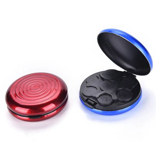 Denarnica za EUR kovance, aluminijasta, modra