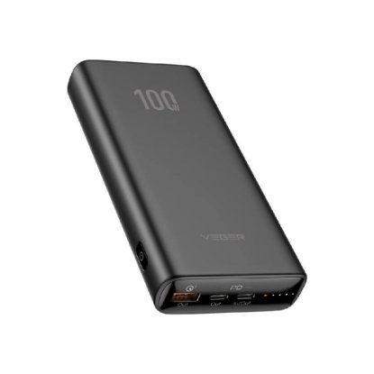 Mobilni USB polnilec VEGER T100, 20000 mAh, črni