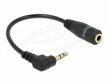 Adapter DELOCK, 2.5mm stereo audio jack (M) na 3.5mm stereo audio jack (Ž), kotni, črn