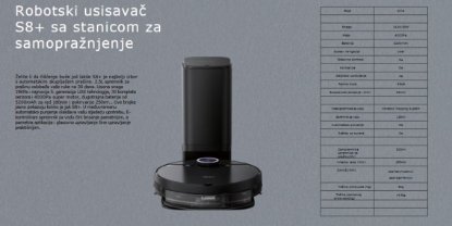 Robotski sesalnik MIDEA S8+, sa postajo za samopražnjenje, črni