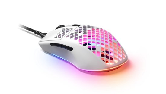 Miška STEELSERIES Aerox 3 2022 Edition, optična, RGB, 8500 CPI, bela, USB