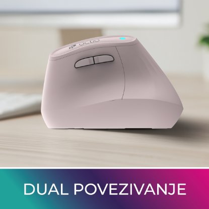 MiškaOCTIO Ergo V100WBT, optična, brezžična, BT, 4000 dpi, roza