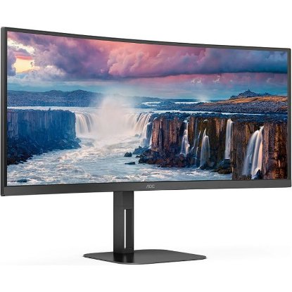 Premium monitor 34" AOC CU34V5C, WQHD, VA, 100Hz, 1ms, 300 cd/m2, FreeSync, ukrivljen, zvočniki, črnAsk ChatGPT