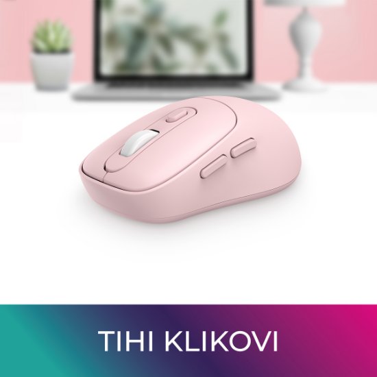 Miška OCTIO Style M320W, optična, brezžična, 1600 dpi, roza