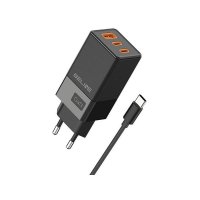 Polnilec BELINE BLN3CB65C GaN, 65W, PD3.0/QC3.0, 2xUSB-C + USB-A, USB-C kabel, črni