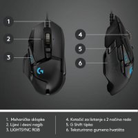 Miška LOGITECH Gaming G502 Hero RGB, optična, 25600dpi, črna, USB