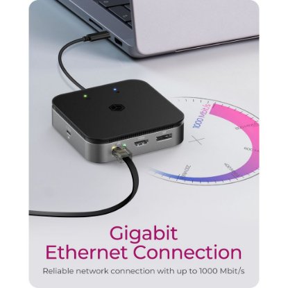 Priklopna postaja ICY BOX IB-DK408-C41, USB-C 4 na 1x DP, 1x HDMI, LAN, 2x USB-A, USB-C PD 60W, audio