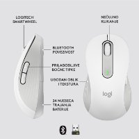 Miška LOGITECH M650 L, za levičarje, brezžična, optična, 4000dpi, USB, BT, bela