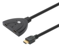 Adapter MANHATTAN 2-in-1, 2xHDMI (Ž) na HDMI (M), črni