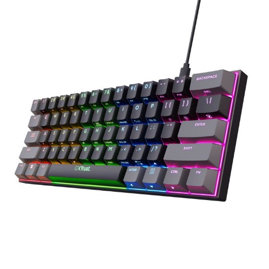 Tipkovnica TRUST GXT 867 Acira, Gaming, TKL, mehanička, USB, US layout, črna