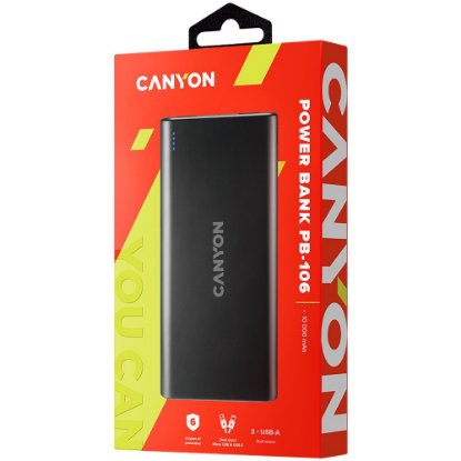 Mobilni USB polnilec CANYON PB-106, 10000 mAh, črni