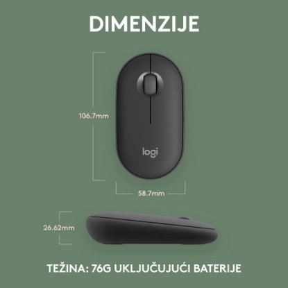 Miška LOGITECH M350s Pebble 2, optična, BT, črna