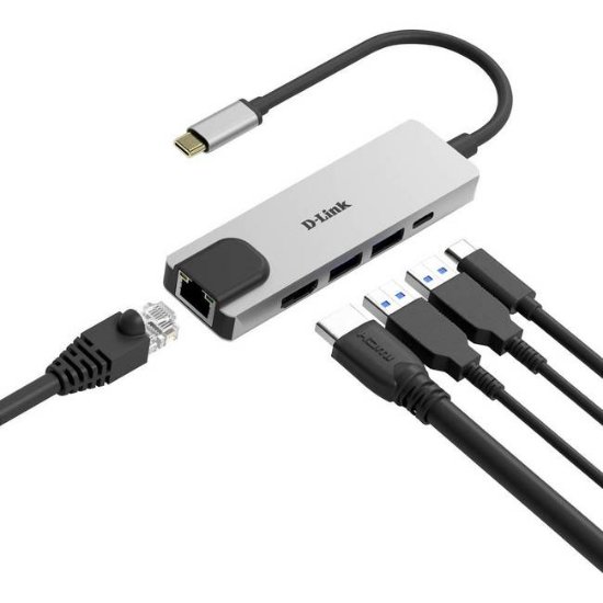 Priklopna postaja D-LINK DUB-M520, USB-C na 2x USB 3.1, HDMI, G-LAN, za  prenosni računalnik