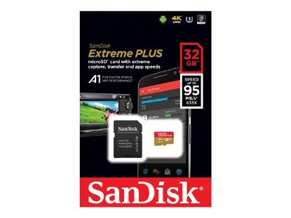 Pomnilniška kartica SANDISK Extreme Plus microSDXC, 32GB, SDSQXBG-032G-GN6MA, Class 10 V30 UHS-I U3 + SD adapter + Rescue Pro Deluxe