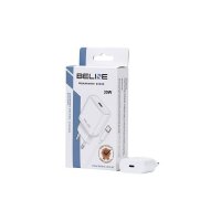 Polnilec BELINE BLNCW30C GaN, 30W, PD3.0, USB-C, USB-C kabel, beli