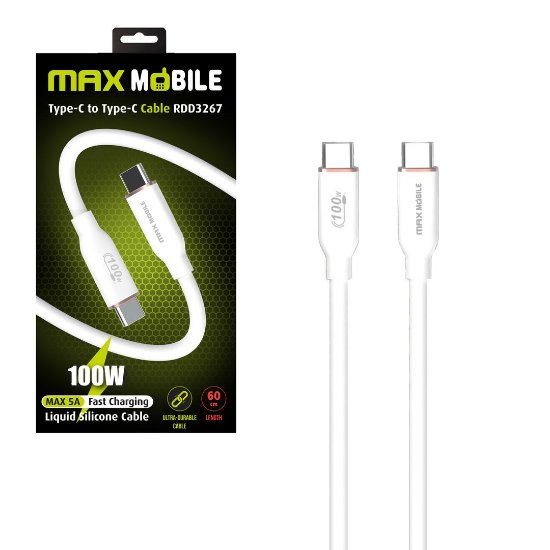 Kabel MAXMOBILE RDD3267 USB-C (M) na USB-C (M), 100W, 0,6m, bel
