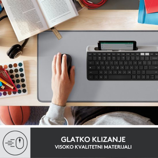 Podloga za miško, LOGITECH Desk Mat Studio, soft, siva